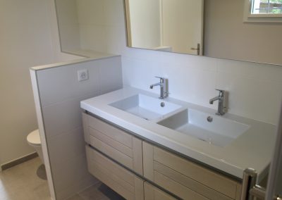 Salle de douche Gasllo - Meuble avec vasque double, miroir et wc